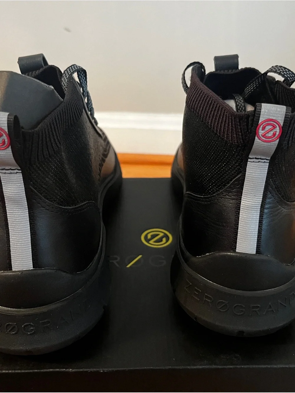 Cole Haan Men’s Black Knit High-Top Sneakers with Gray Accents